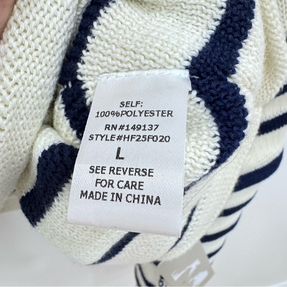 Big Water Blue Sky Lizard Thicket Hattie Navy blue strips Sweater Cardigan Sz Lg - Picture 3 of 7